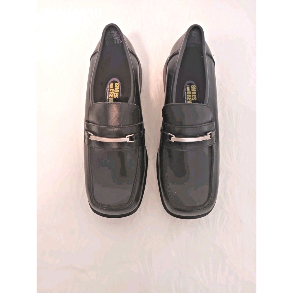 Shoes For Crews Black Leather Slip Resistant Work Loafers Women's 6.5